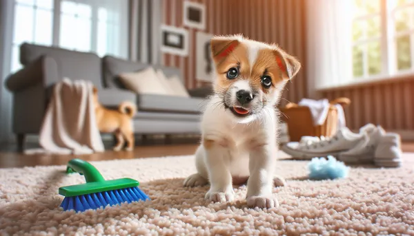 img of how do you discipline a puppy for peeing on the carpet